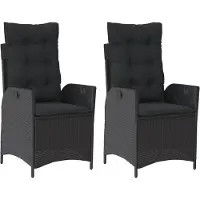 vidaXL Gartensessel mit Kissen 2 Stk. Verstellbar Schwarz Poly Rattan