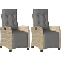 vidaXL Gartensessel mit Fußteil 2 Stk. Verstellbar Poly Rattan