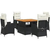 vidaXL 5-tlg. Garten-Essgruppe mit Kissen Schwarz Poly Rattan