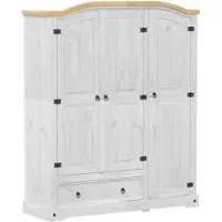 vidaXL Kleiderschrank Corona Weiß 151,5x52x186 cm Massivholz Kiefer
