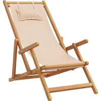 vidaXL Strandstuhl Klappbar Beige Massivholz Eukalyptus und Stoff
