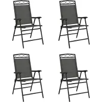 vidaXL Klappbare Gartenstühle 4 Stk. Graumeliert Stahl und Textilene