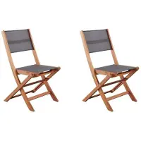 Bigbuy 2er Set Akazie Graue Gartenstühle