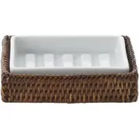 DECOR WALTHER Seifenschale Basket STS Rattan Dunkel Porzellan Weiß
