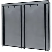 Intirilife Faltschrank 116,5x30x114 cm in ASCH GRAU - Mit Reißverschluss Stoffschrank Kleiderschrank Schuhregal Sideboard mit 12 Ablagefächern - Camping Steckschrank Textil Garderobe