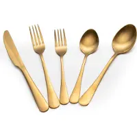 Intirilife Essbesteck 20-teilig Gold - hochglanzpolierter Edelstahl, modernes 4 Personen Besteck mit Messer, Gabel, Löffel, Spülmaschinenfestes Tafelbesteck