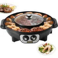 OEM Elektrische BBQ Hotpot Set schwarz mit Steingrill