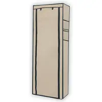 Intirilife Faltschrank 170x58x28 cm in CREME BEIGE - Mit Reißverschluss Stoffschrank Kleiderschrank Schuhregal mit 9 Ablagefächern - Camping Steckschrank Textil Garderobe