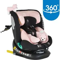Moni Kindersitz Serengeti i-Size (40-150cm) Isofix, Kuscheltier, Nackenkissen rosa