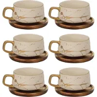 Intirilife Teetasse mit Holz Untersetzer