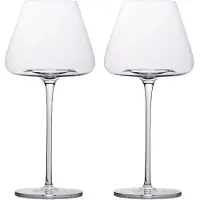 Intirilife 2x Wein Glas mit modernem Design - 600 ml Füllmenge - Weißwein Rotwein Glas Kelch Spülmaschinenfest Kristallglas stoßfest