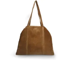 Manfield Cognacfarbener Veloursleder-Shopper | Größe Onesize