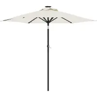 vidaXL Sonnenschirm mit LED und Stahlmast Weiß 225x225x212 cm