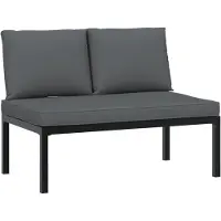 vidaXL Gartenbank mit Kissen Schwarz Aluminium