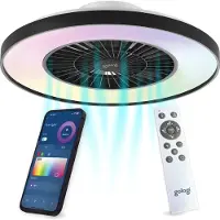 Gologi Deckenventilator mit Beleuchtung - Ø60 cm - LED RGBW - 6 Stufen - Schlafzimmer-Deckenleuchte - Deckenleuchte mit Ventilator - Mit Fernbedienung und App - Schwarz