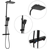 vidaXL Doppelkopf-Duschset mit Mischbatterie Schlauch Schwarz Messing