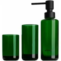 DECOR WALTHER Set Seifenspender + Becher + Zahnbürstenhalter Pop Up Set Grün (3-teilig)