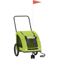 vidaXL Fahrradanhänger Hunde Grün Oxford-Gewebe und Eisen