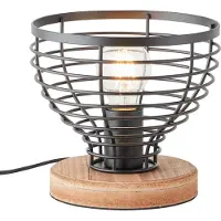 Brilliant schwarze Tischleuchte AVIA | Tischlampe mit Fuß aus Holz inkl. Schnurzwischenschalter| 1x E27 Fassung max. 52W | Metall/Holz