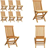 vidaXL Gartenstühle mit Cremeweißen Kissen 6 Stk. Massivholz Teak - Gartenstuhl - Gartenstühle - Holz-Gartenstuhl - Holz-Gartenstühle