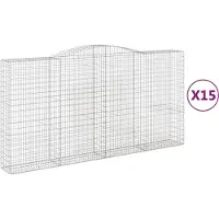 vidaXL Gabionen mit Hochbogen 15Stk. 400x50x200/220cm Verzinktes Eisen