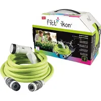 Fitt Ikon Verlängerbarer Garten Wasserschlauch - 15m (Limonengrün) mit Multi-Jet Spritzpistole, Ergonomischer Griff, Trinkwasser, Leicht & Kompakt, Sicher & Umweltfreundlich.