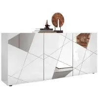 Merkloos Sideboard "Vittoria", weiß (weiß hochglanz lack), B:181cm H:84cm T:42cm, Sideboards, Sideboard, Breite 181 cm, Front mit Siebdruck und Spiegel