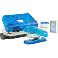 Rapesco Locher / Heftgerät Mini Set 10 Seiten, Blau