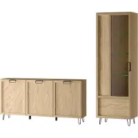 Szynaka Meble Wohnzimmer-Set Wohnwand Limbo 2-teilig Eiche Artisan teilmassiv