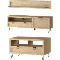 Szynaka Meble Wohnzimmer-Set Wohnwand Limbo 3-teilig Eiche Artisan teilmassiv