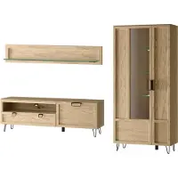 Szynaka Meble Wohnzimmer-Set Wohnwand Limbo 3-teilig Eiche Artisan teilmassiv