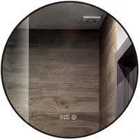 Mirlux Badezimmerspiegel - Mit LED-Beleuchtung & Heizung - Rund - Anti-Kondensation - 60CM - Mattschwarz