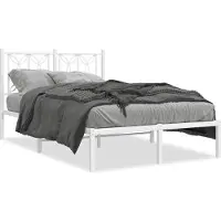 vidaXL Bettgestell mit Kopfteil Metall Weiß 120x190 cm