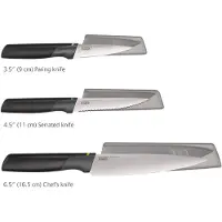 Joseph Joseph Duo deMesserset de 3 Stück de , Küchenmesser de mit ausgewogenen Griffen und Abdeckungen de Schutz, japanischer Edelstahl, Farbe Opal.