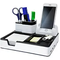 Monolith Schreibtisch Organizer Smartphone Ladestation Kunststoff Schwarz, Weiß 21,7 x 18,7 x 9,6 cm
