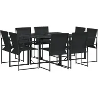 vidaXL 9-tlg. Garten-Essgruppe Schwarz Textilene