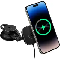 Spigen OneTap Pro 3 - Handyhalterung Auto - Armaturenbrett und Windschutzscheibe - Kabelloses Ladegerät - Magnetisch - Schwarz