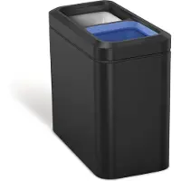 Simplehuman Abfallbehälter für sortierten Abfall 10/10 l, offen, mattschwarzer Stahl