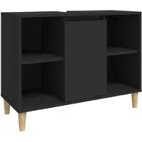 vidaXL Waschbeckenunterschrank Schwarz 80x33x60 cm Holzwerkstoff