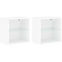 vidaXL Wand-Nachttische mit LED-Leuchten 2 Stk. Weiß