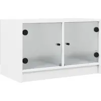 vidaXL TV-Schrank mit Glastüren Weiß 68x37x42 cm