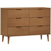 vidaXL Schubladenschrank MOLDE Braun 113x40x80 cm Massivholz Kiefer