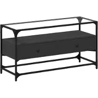 vidaXL TV-Schrank mit Glasplatte Schwarz 98x35x51 cm Holzwerkstoff