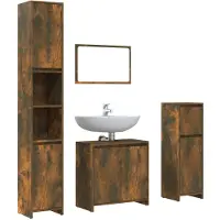 vidaXL 4-tlg. Badmöbel-Set Räuchereiche Holzwerkstoff