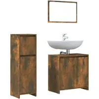 vidaXL 3-tlg. Badmöbel-Set Räuchereiche Holzwerkstoff