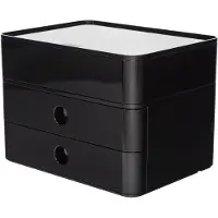 HAN Schubladenbox Allison Smart-Box Plus, 2 Schübe mit Trennwänden, Utensilienbox, stapelb., ABS-Kunststoff, schwarz