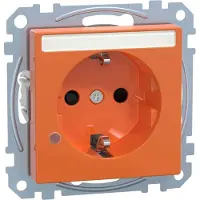 Merten MEG2303-0302 SCHUKO-Steckdose, Sonderstromkreis, Kontrolllicht, Schriftfeld, Berührungsschutz, Steckklemmen, ZSV, orange, System M MEG23030302