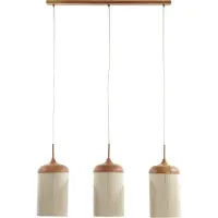 Light & Living Pendelleuchte - 90 x 32 cm - 3-flammig - Braun - Creme - Holz