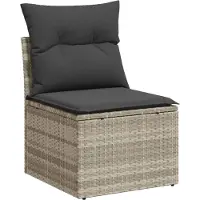vidaXL Gartensessel ohne Armlehnen mit Kissen Hellgrau Poly Rattan