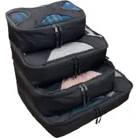 VOLCAN Packing Cubes - Kofferorganisationsset - 4er Set - Reisewürfel - für Rucksack und Koffer - Schwarz
